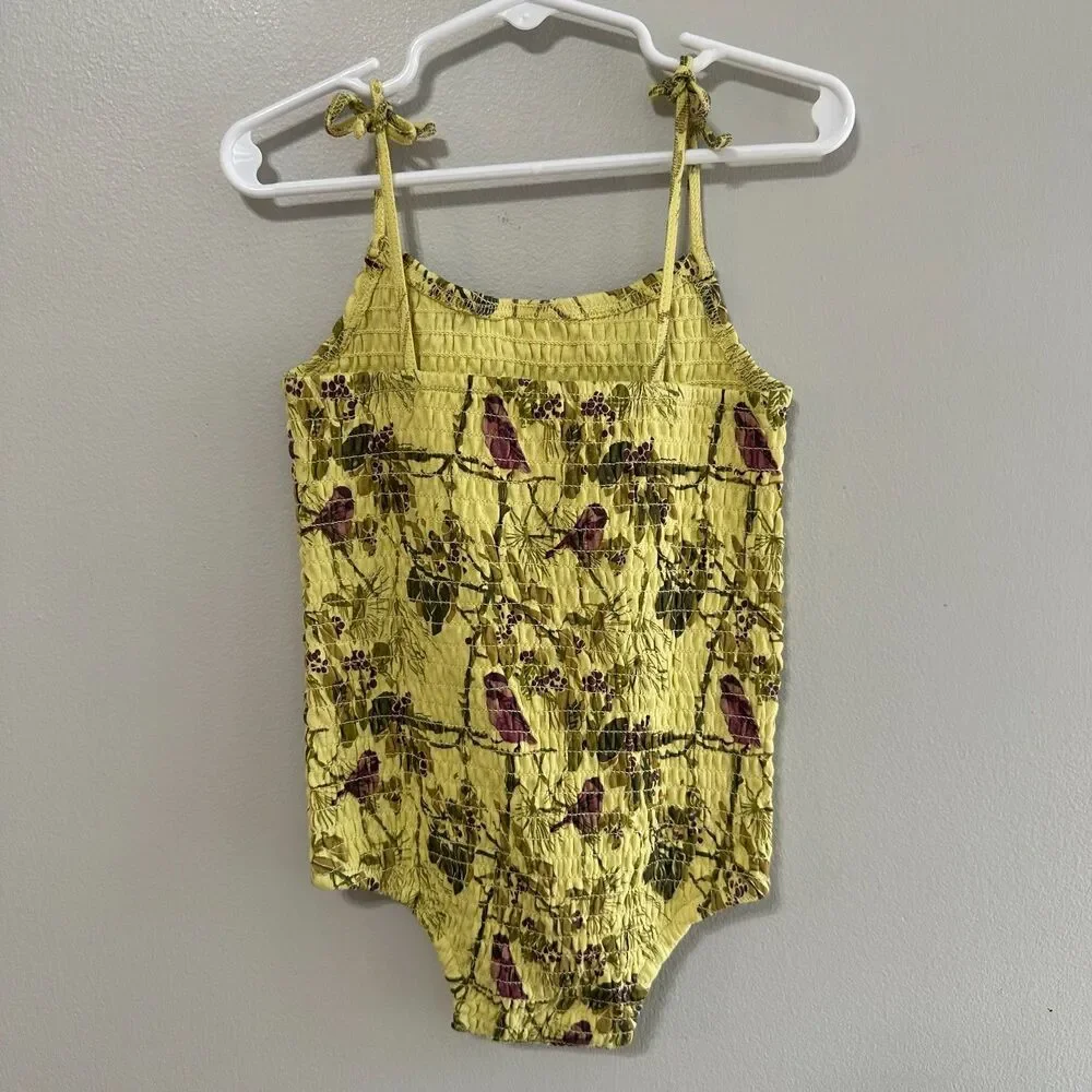 Kate Quinn Smocked Girls 18-24 Months Bodysuit Yellow Bird Sunsuit